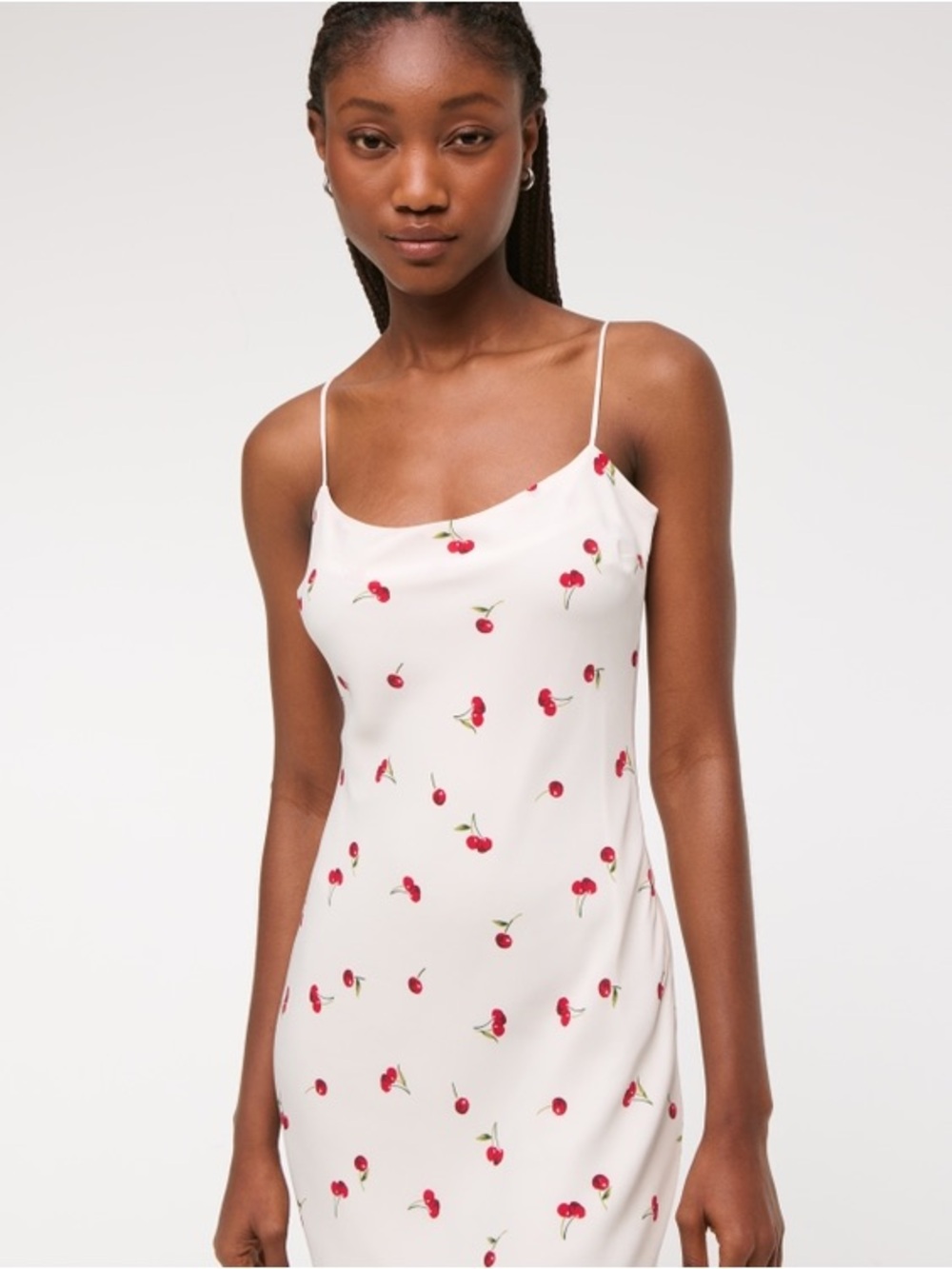 NWT sz M Abercrombie cherry print silky slip dress NEW $90! - Picture 2 of 5